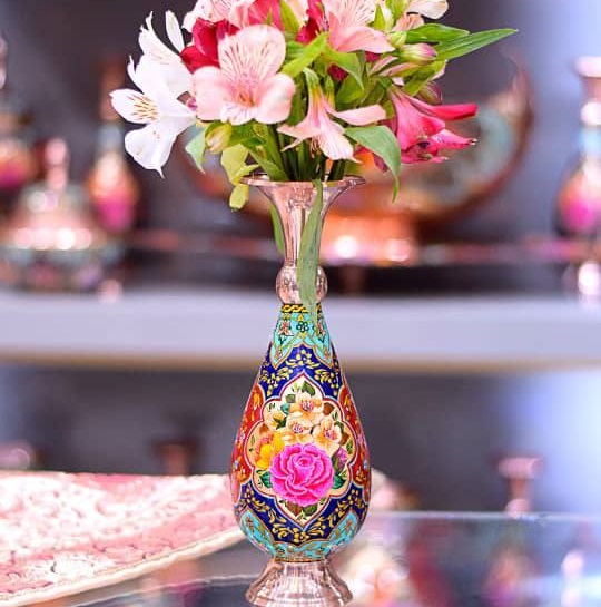 گلدان صراحی گل و مرغ