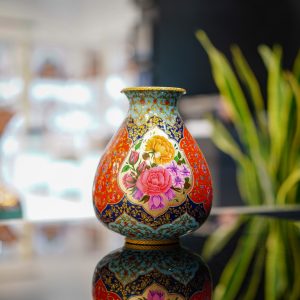 گلدان گلابی 35 گل و مرغ